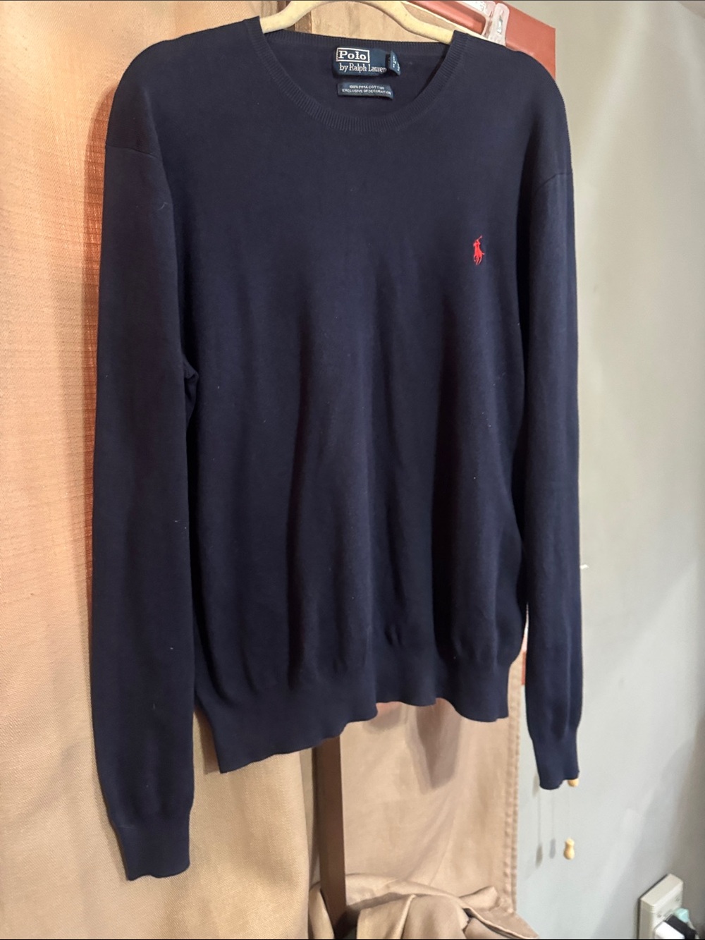 Ralph Lauren Navy Crewneck Sweater with Red Pony
